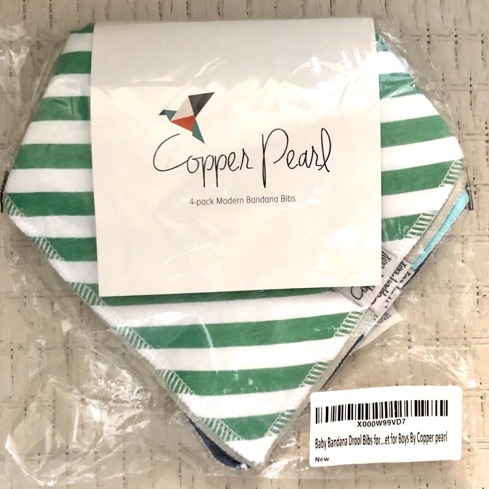 Copper Pearl Set of 4 Baby Bibs-“Oxford”